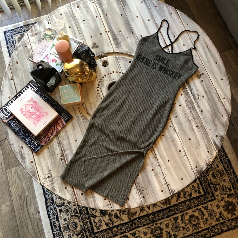 Green Mesh Dress W/ Side Slit